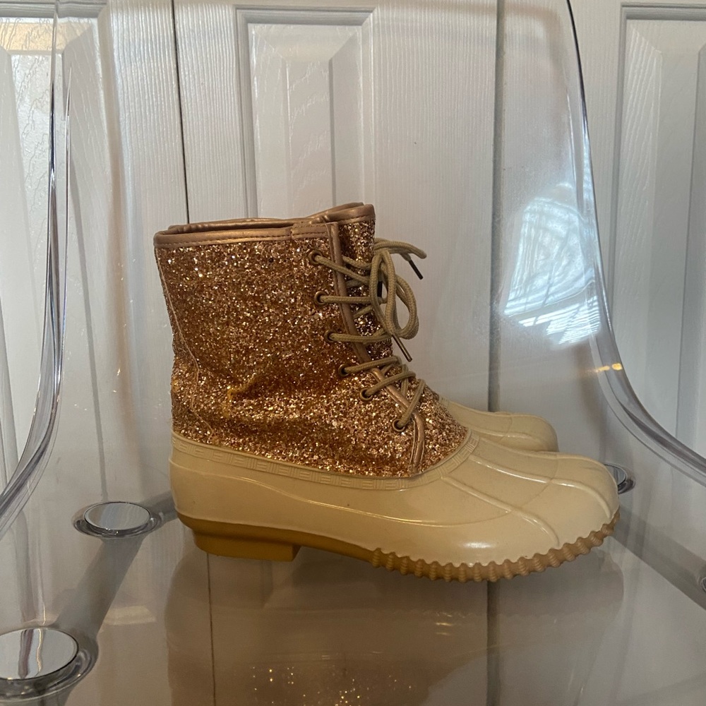 Sugar Rose Gold Sparkly Rain Boots